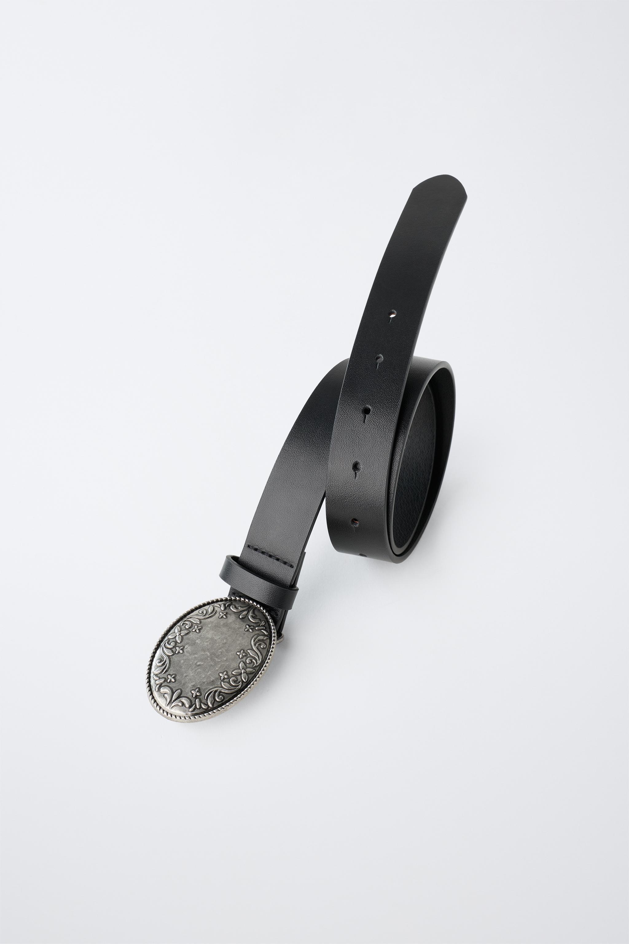 100% LEATHER OVAL BUCKLE BELT